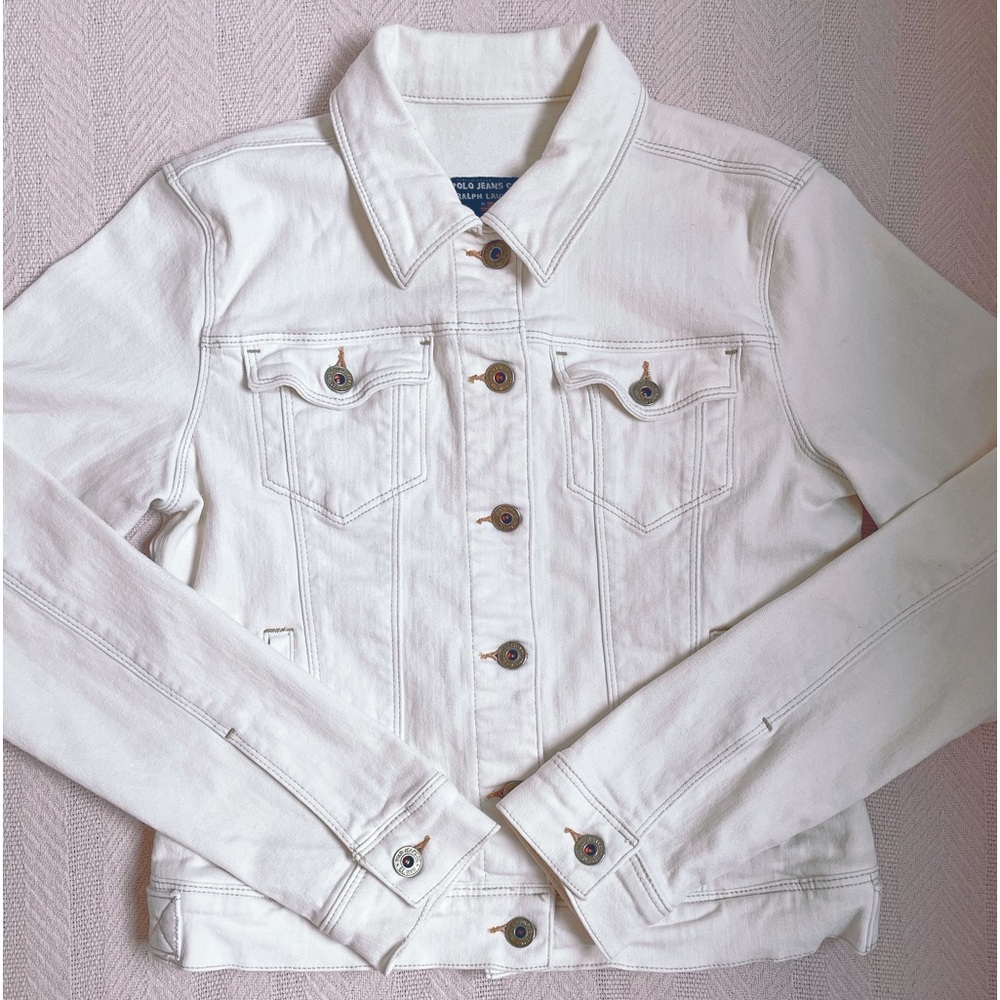 vintage polo jeans co ralph lauren small white jean jacket